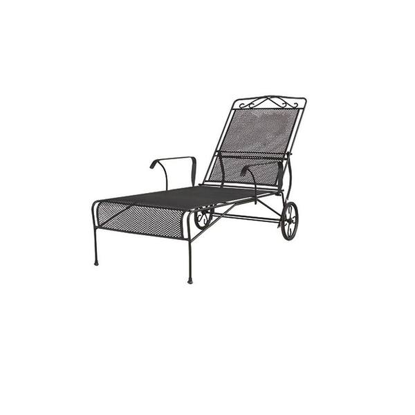 Unbranded Wrought Iron Black Patio Chaise Lounge-DISCONTINUED