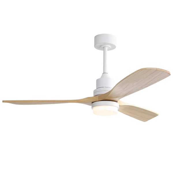 Sofucor 52 in. Integrated LED Indoor/Outdoor White Ceiling Fan with Light Kit and Remote Control