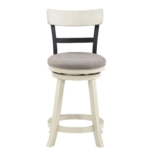 Home 2 Office Riverside 36.5 in. White High Back Wood and Metal 24 in. Bar Stool