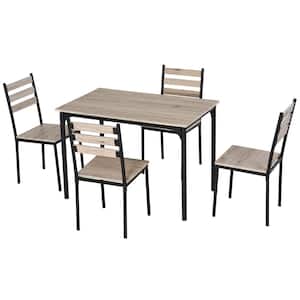 5-Piece Grey Counter-Height Dining Table Set with 4-Chairs and 1-Table
