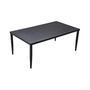 40 in. x 70 in. Outdoor Patio Black Aluminum Rectangle Dining Table with Tapered Feed and Umbrella Hole