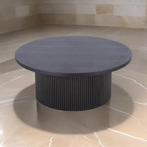 Cid Cue 35 in. Black Round Wood Coffee Table Mid-Century Charm With Modern Sophistication