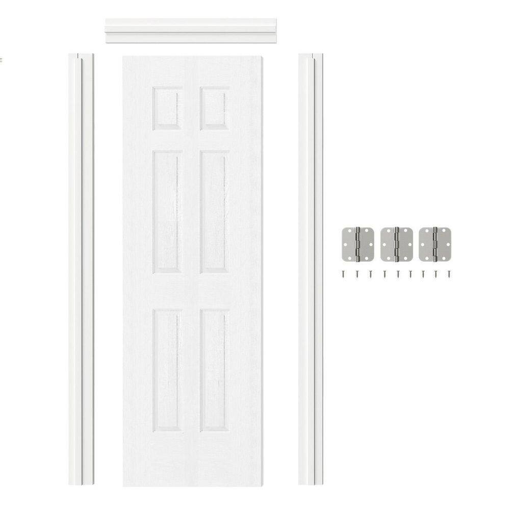 24 in. x 80 in. 6-Panel, Hollow Core, White Primed, Composite Prehung Interior Door Left-Handed with Jamb and Hardware price history on PriceWatchPro