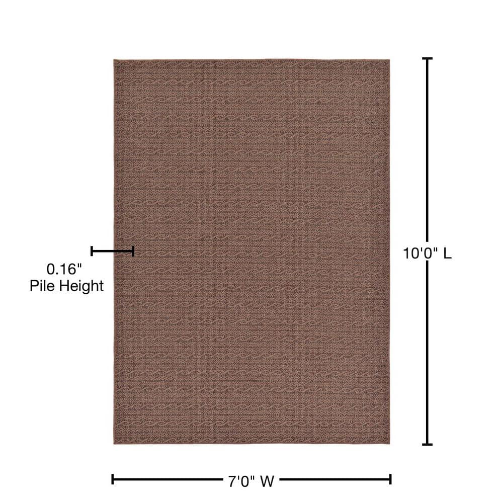 Brown Synthetic Stripe Outdoor Area Rug 7' x 10'