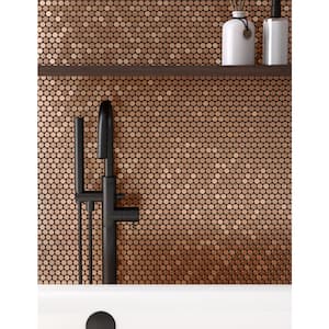 Take Home Sample - Penny DC Dark Copper 4 in x 4 in x 0.2 in Metal Peel and Stick Wall Mosaic Tile (0.11 sq.ft/Each)