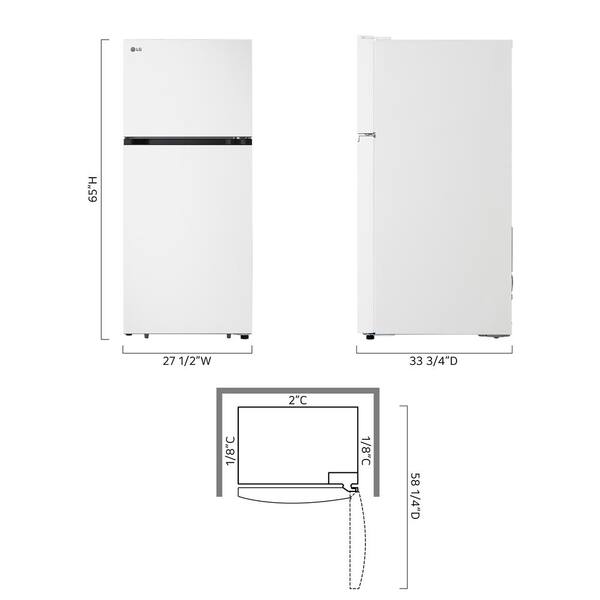 LG 18 cu. ft. Top Freezer Refrigerator in White LT18S1100W - The