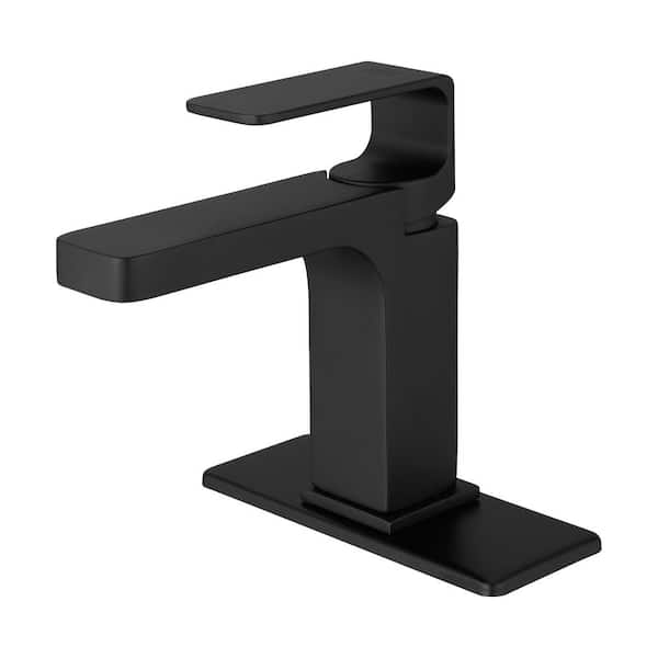Unbranded Single Hole Single-Handle Bathroom Faucet with Drain Assembly in Matte Black