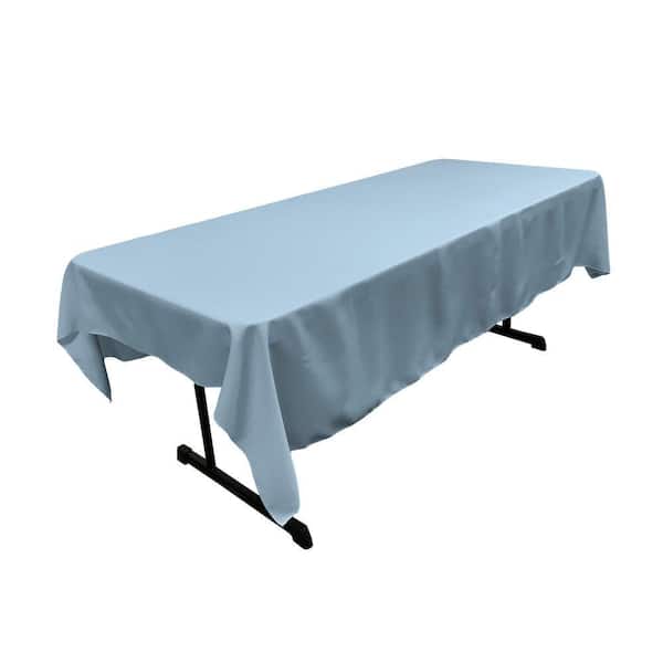 60 in. x 84 in. Blue light Solid Polyester Poplin Rectangular Tablecloth