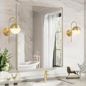 Nimbus 1-Light Brass Wall Sconce with Frosted Glass Shade and Rust Gooseneck Arm