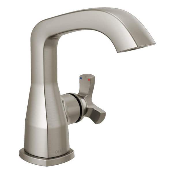 Delta Stryke Single Handle Single Hole Bathroom Faucet with Metal Pop-Up Assembly in Stainless Steel