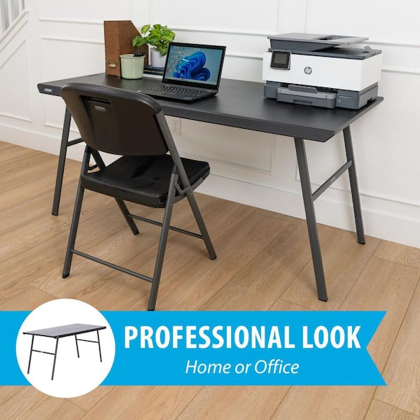 Lifetime 60 in. L Rectangle Black Resin Top Work From Home Desk