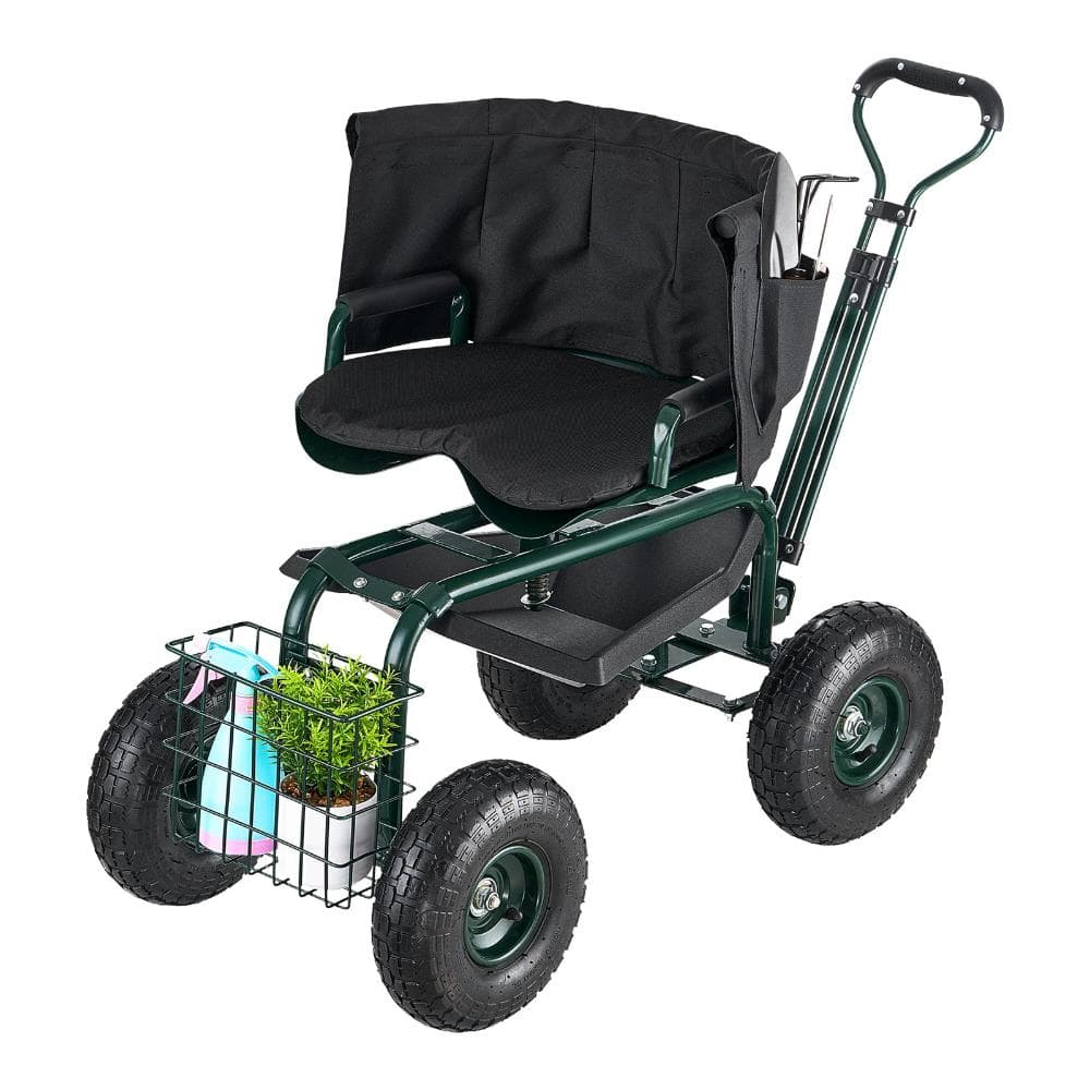 Rolling Garden Seat with Wheels Height Adjustable 360° Swivel 400 lb Capacity Tool Storage Backrest Green price history on PriceWatchPro