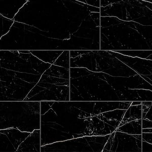 Sample - Impero Black 6 in. x 6 in. Marble Look Porcelain Floor and Wall Tile