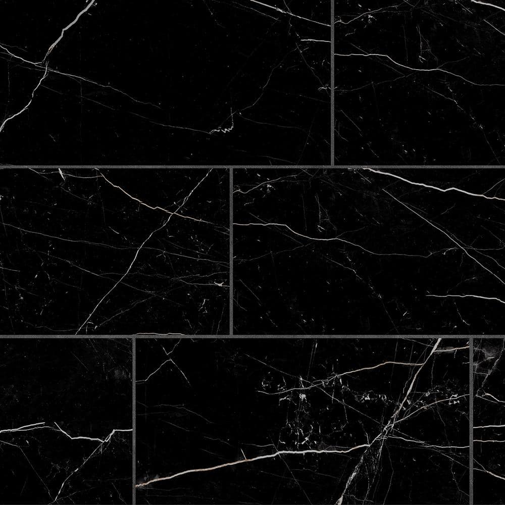 CORSO ITALIA Impero Black Matte 12 in. x 24 in. Marble Look
