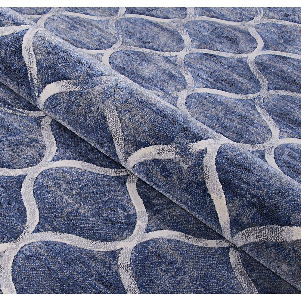 Dusk Blue Modern European 31'' x 94'' Synthetic Runner Rug
