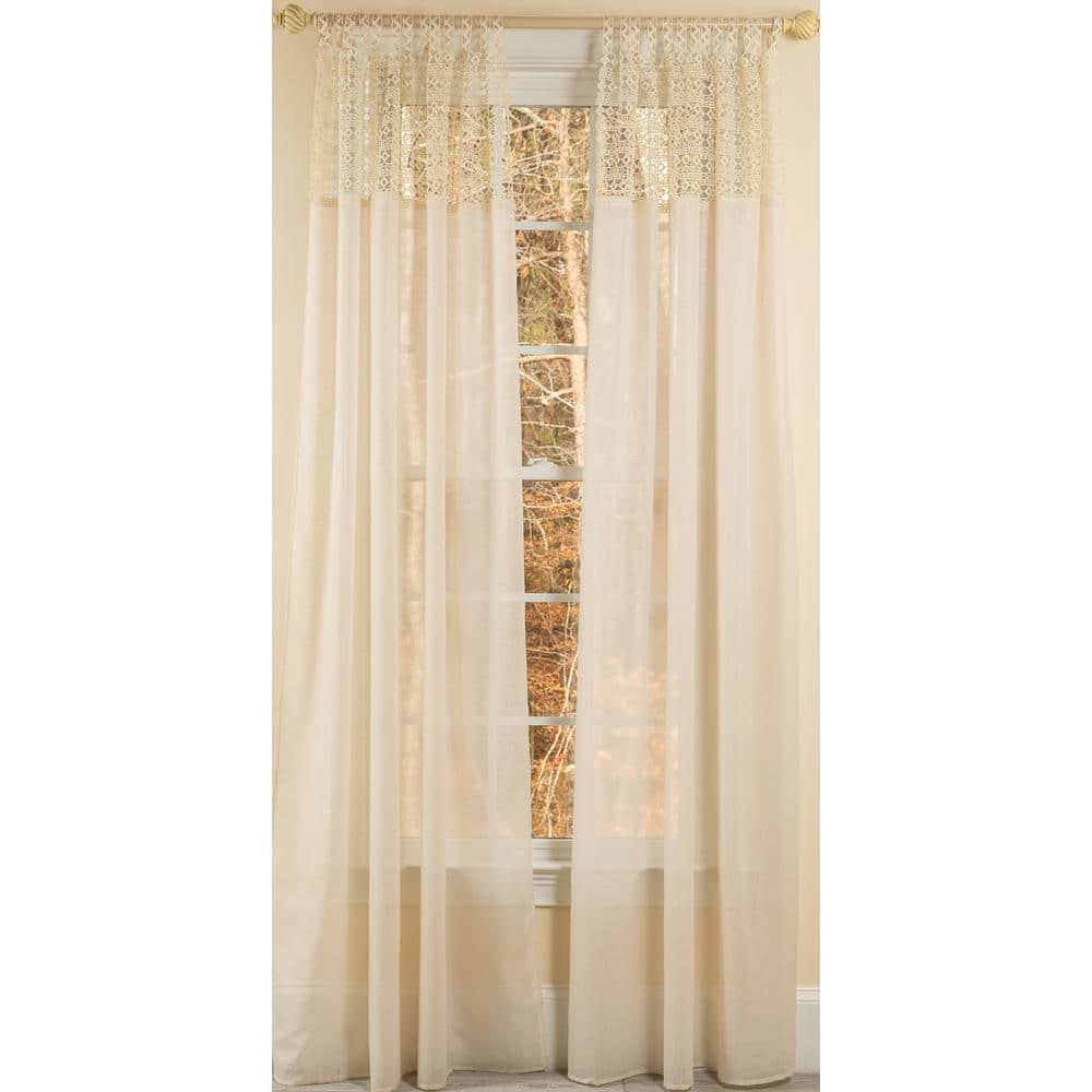 Manor Luxe Ivory Border Rod Pocket, Off White Sheer Curtains 96 Inches Long