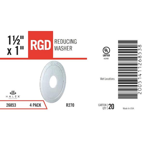 Rondelles Réduction Conduit Halex Lot De 4 - Acier Zingué 5.1cm à 2.5cm Pour Boîtiers électriques