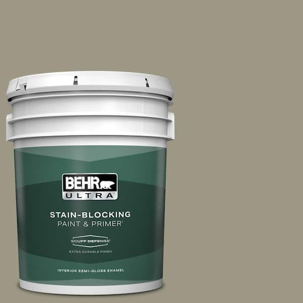 BEHR ULTRA 5 gal. #PPU8-20 Dusty Olive Extra Durable Semi-Gloss Enamel Interior Paint & Primer