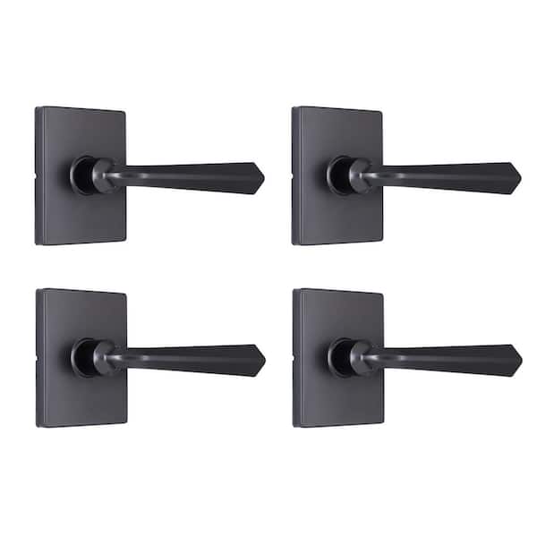Wilshire Gun Metal Passage Hall/Closet Door Handle with Rectangle Rose 4-Pack