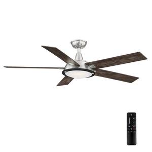 Merienda 56 in. LED Brushed Nickel Ceiling Fan with Light