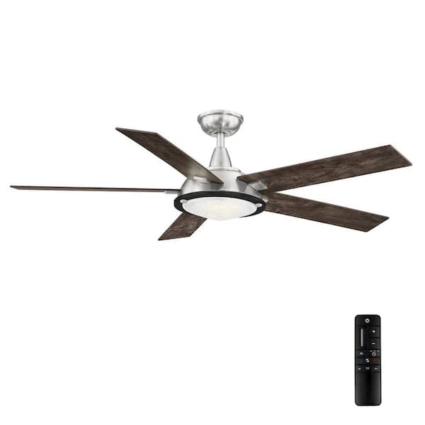 Home Decorators Collection Merienda 56 in. LED Brushed Nickel Ceiling Fan with Light