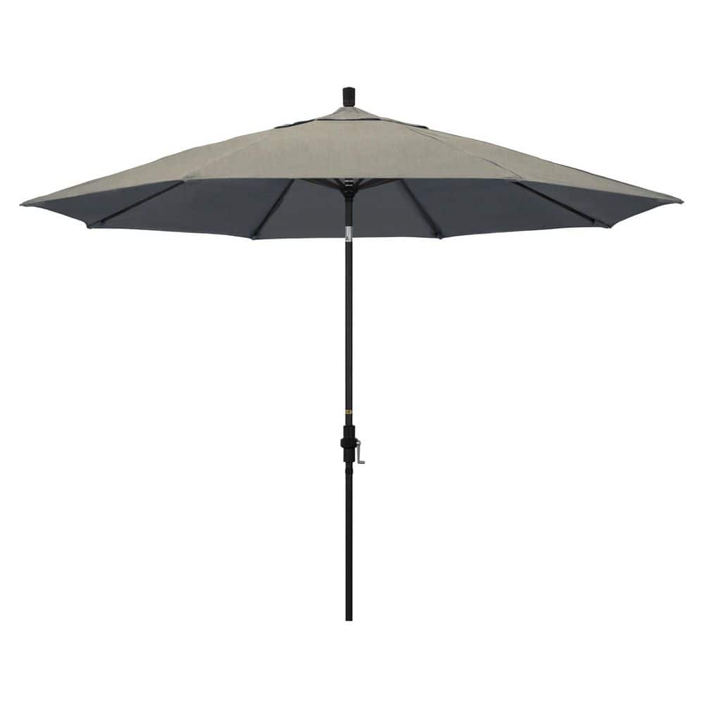 11 ft. Black Aluminum Market Patio Umbrella with Aluminum Ribs Collar Tilt Crank Lift in Spectrum Dove Sunbrella price history on PriceWatchPro