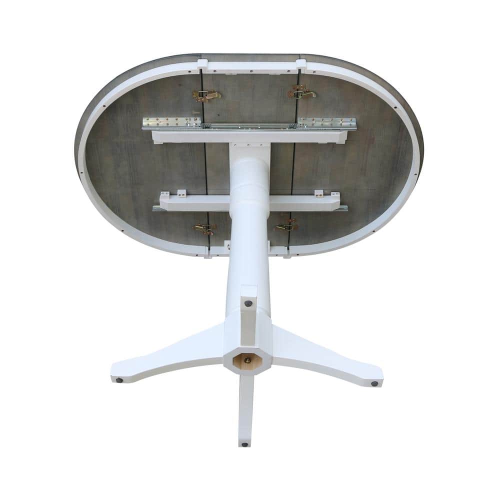 Heather Gray & White Solid Parawood 36" Round Extendable Counter Table