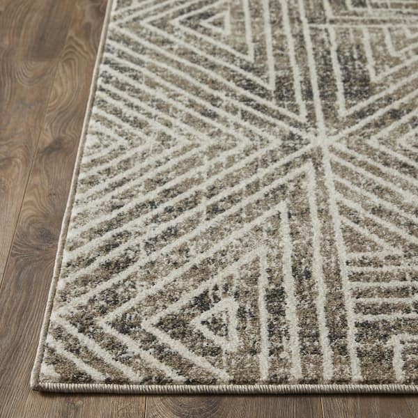 Ohanzah Oslorn Cream 9 ft. 10 in. x 12 ft. 10 in. Geometric Polypropylene Indoor Area Rug