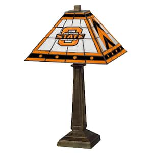 NCAA 23 in. Antique Bronze Stained Glass Mission Lamp Oklahoma State