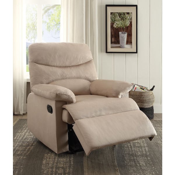 Kristi Modern Beige Fabric Upholstered Standard Recliner Chair with Pillow Top Arms