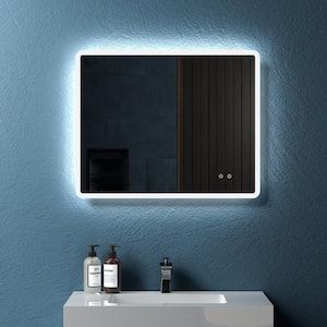 30 in. W x 24 in. H Large Rectangular Frameless Anti-Fog Wall Mounted Bathroom Vanity Mirror in Silver