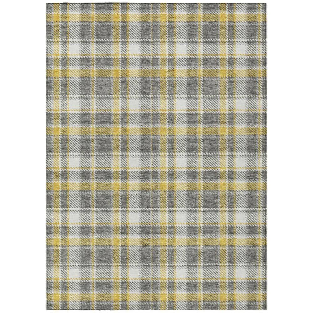 Gray Yellow and White 8 ft. x 10 ft. Woven Plaid Rectangle Indoor/Outdoor Area Rug price history on PriceWatchPro