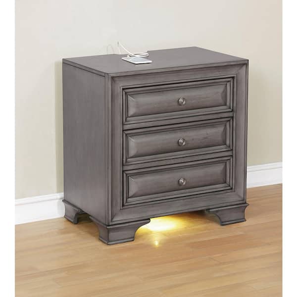 William's Home Furnishing Brandt Gray Transitional Style Nightstand