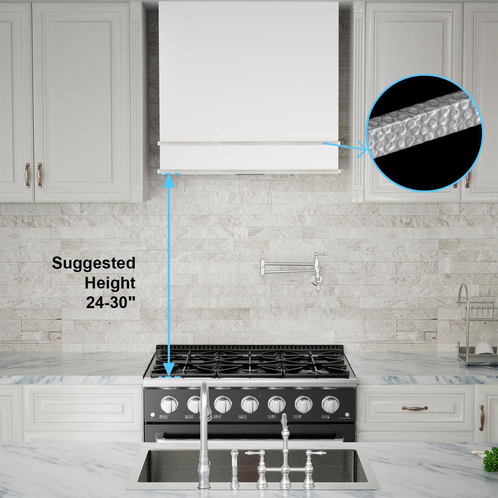 30" Stainless Steel Wall Mounted Range Hood with Gold Accents