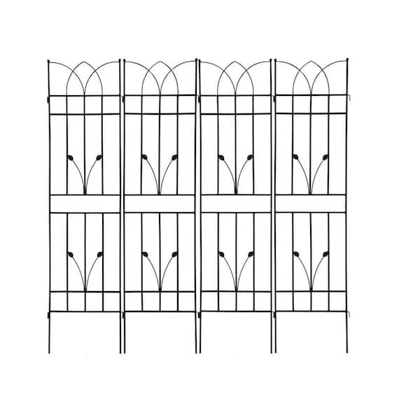 4 Pack Metal Garden Rustproof Trellis 71 in. Height for Climbing Plants Outdoor Flower Support in Black