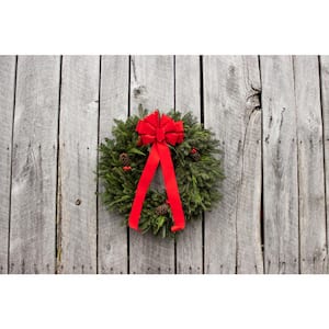 22 in. Live Fraser Fir Decorated Fresh Christmas Single Wreath With Bow