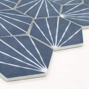 Art Deco Navy Blue Hexagon 6 in. x 6 in. Recycled Glass Matte Patterned Mosaic Floor and Wall Tile (0.25 sq.ft.)