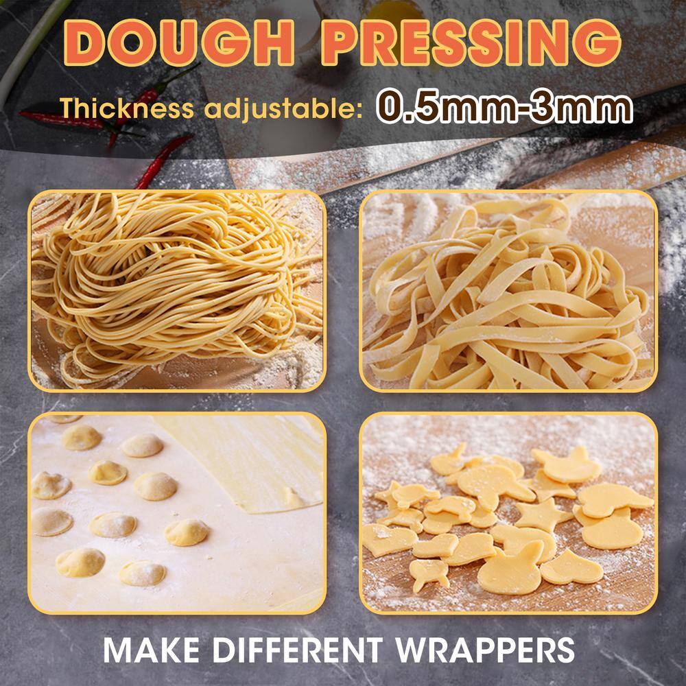 Silver Stainless Steel Electric Pasta Maker with Adjustable Thickness