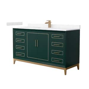 Marlena 60 in. W x 22 in. D x 35.25 in. H Single Bath Vanity in Green with Carrara Cultured Marble Top