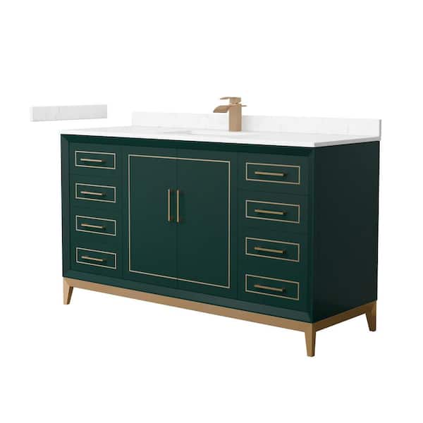 Wyndham Collection Marlena 60 in. W x 22 in. D x 35.25 in. H Single Bath Vanity in Green with Carrara Cultured Marble Top