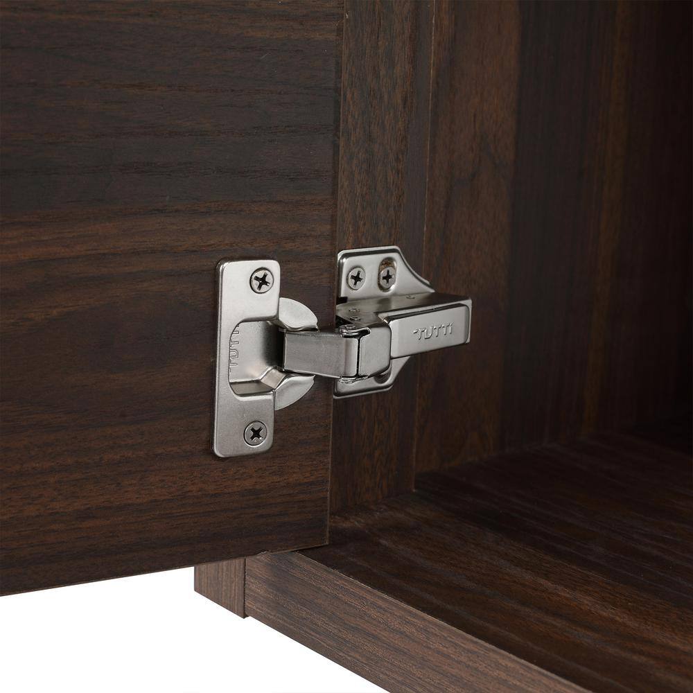 24 inch California Walnut Bathroom Vanity with White Resin Top