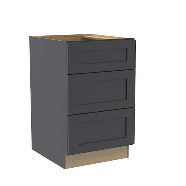 Home Decorators Collection Newport 21 in. W x 24 in. D x 34.5 in. H Assembled Plywood Drawer Base Kitchen Cabinet in Deep Onyx with Soft Close