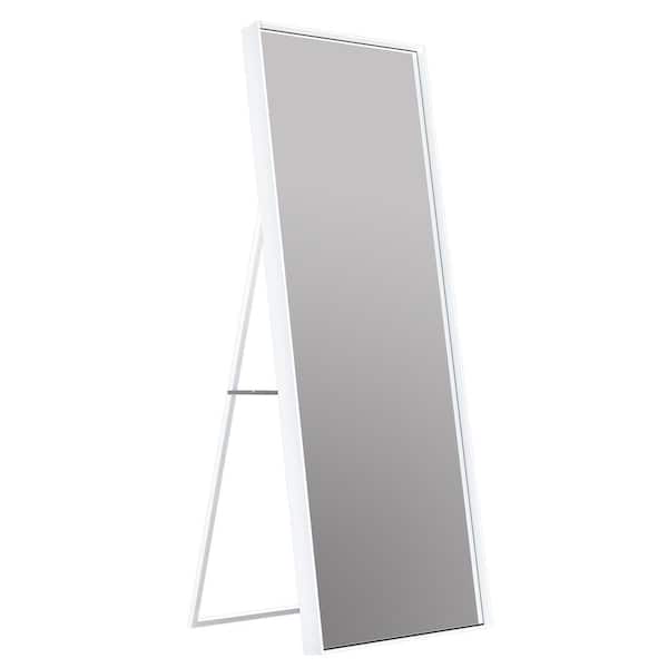 TETOTE 65 in. H x 22 in. W Rectangle Framed White Aluminum Alloy Metal Full Length Mirror Standing Floor Bathroom Vanity Mirror