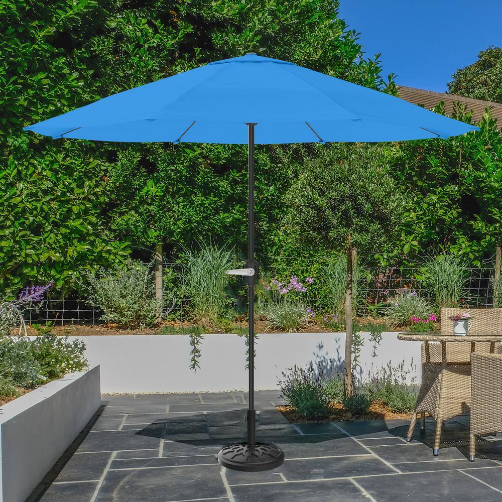 Brilliant Blue 9 ft. Round Aluminum Market Patio Umbrella