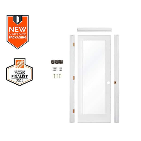 Krosswood Doors Assembly Required 24 in. x 80 in. 1-Lite Left-Hand Clear Glass MDF Primed Single Interior Door Kit w/ Separate Jamb