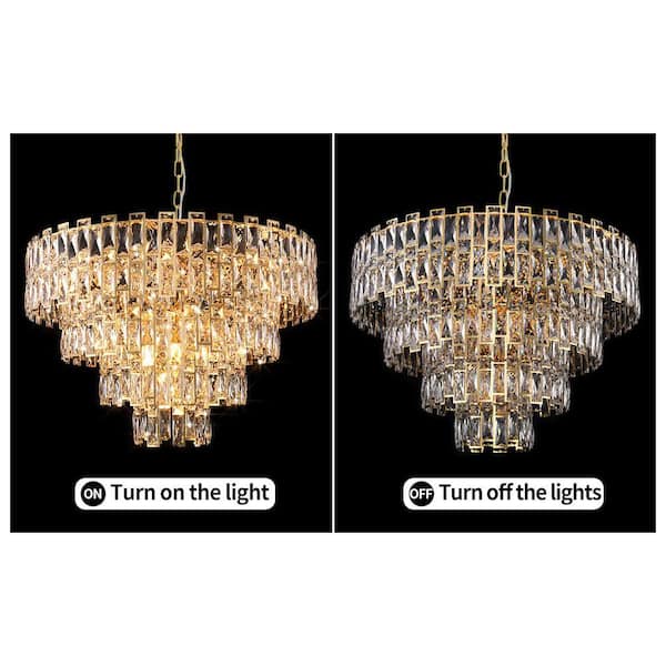 Jushua Modern 31.5 in. 21-Light Gold Luxury Crystal Chandelier