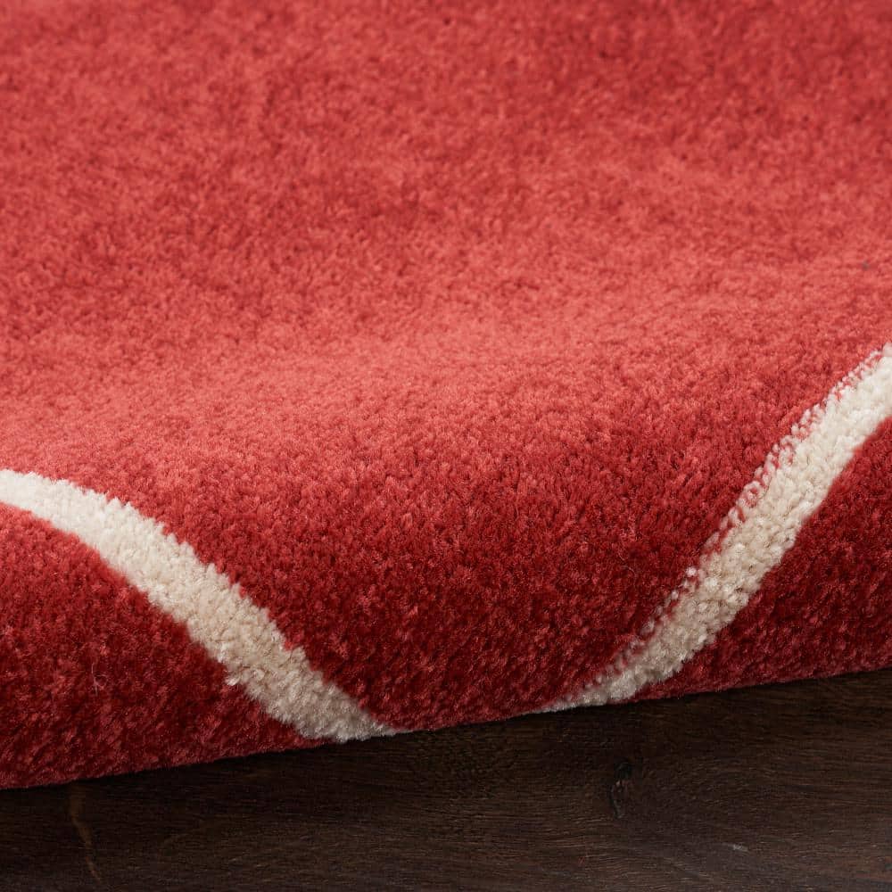 Brick/Ivory Contemporary 2'2" x 7'6" Outdoor Rug for Busy Lifestyles
