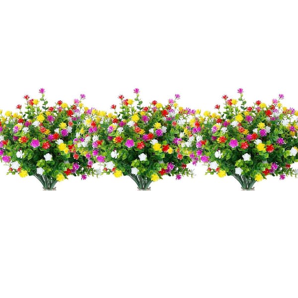 Afoxsos 14.1 in. Mixed Color Outdoor Artificial Flower Shrubs