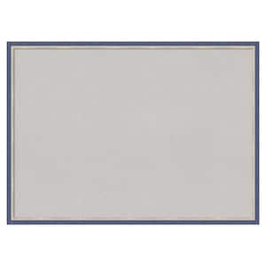 Theo Blue Narrow Wood Framed Grey Corkboard 29 in. x 21 in. Bulletin Board Memo Board