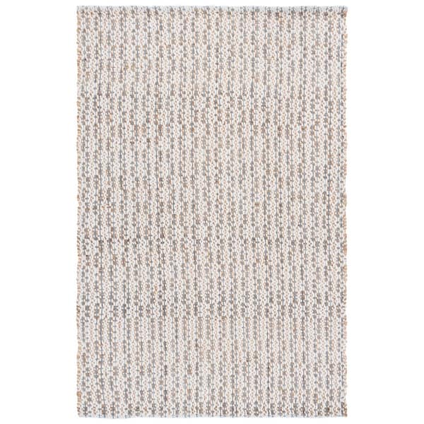 Natural Fiber 8 ft. x 10 ft. Natural/Blue Distressed Striped Abstract Area Rug
